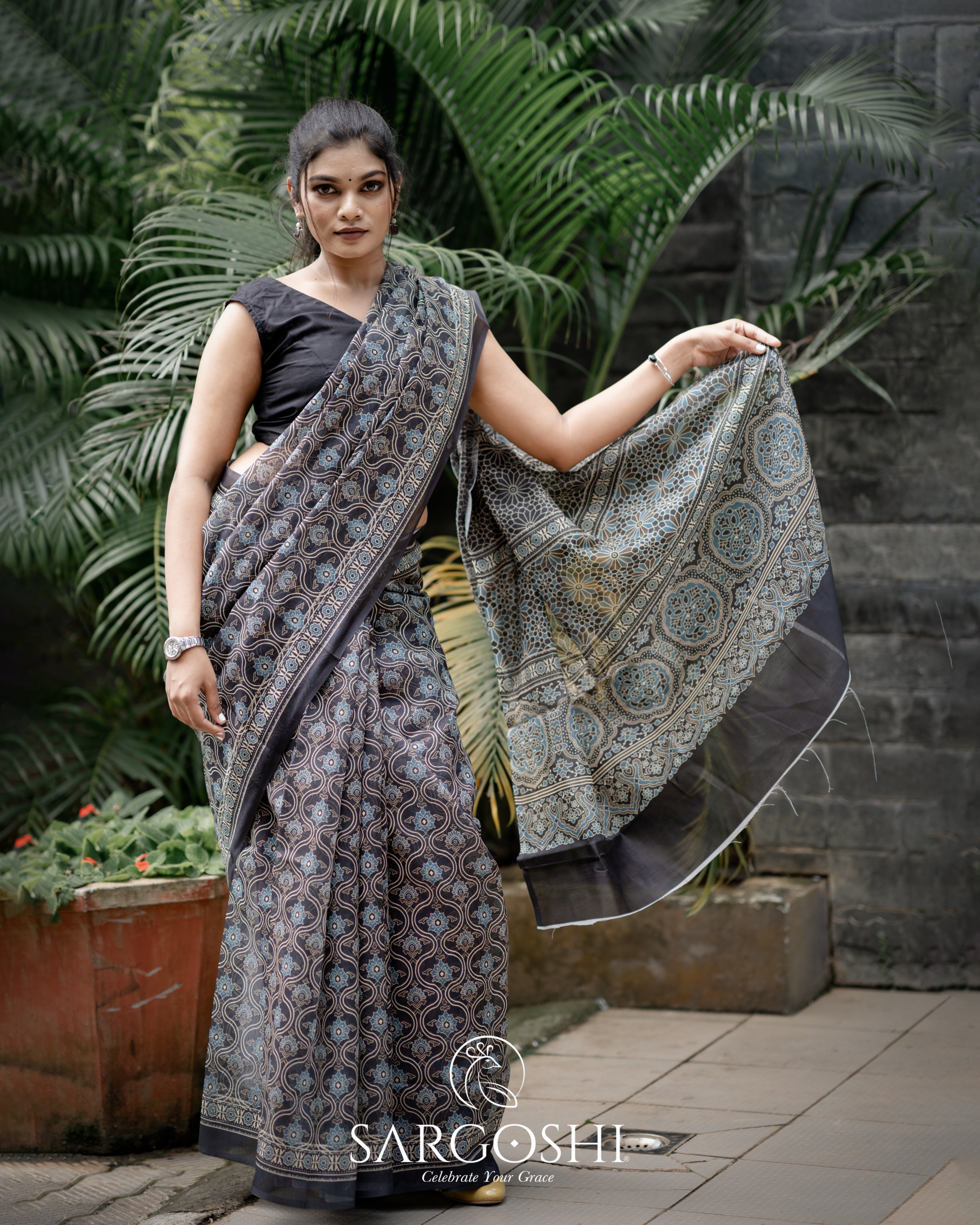 Chanderi Block Print Saree