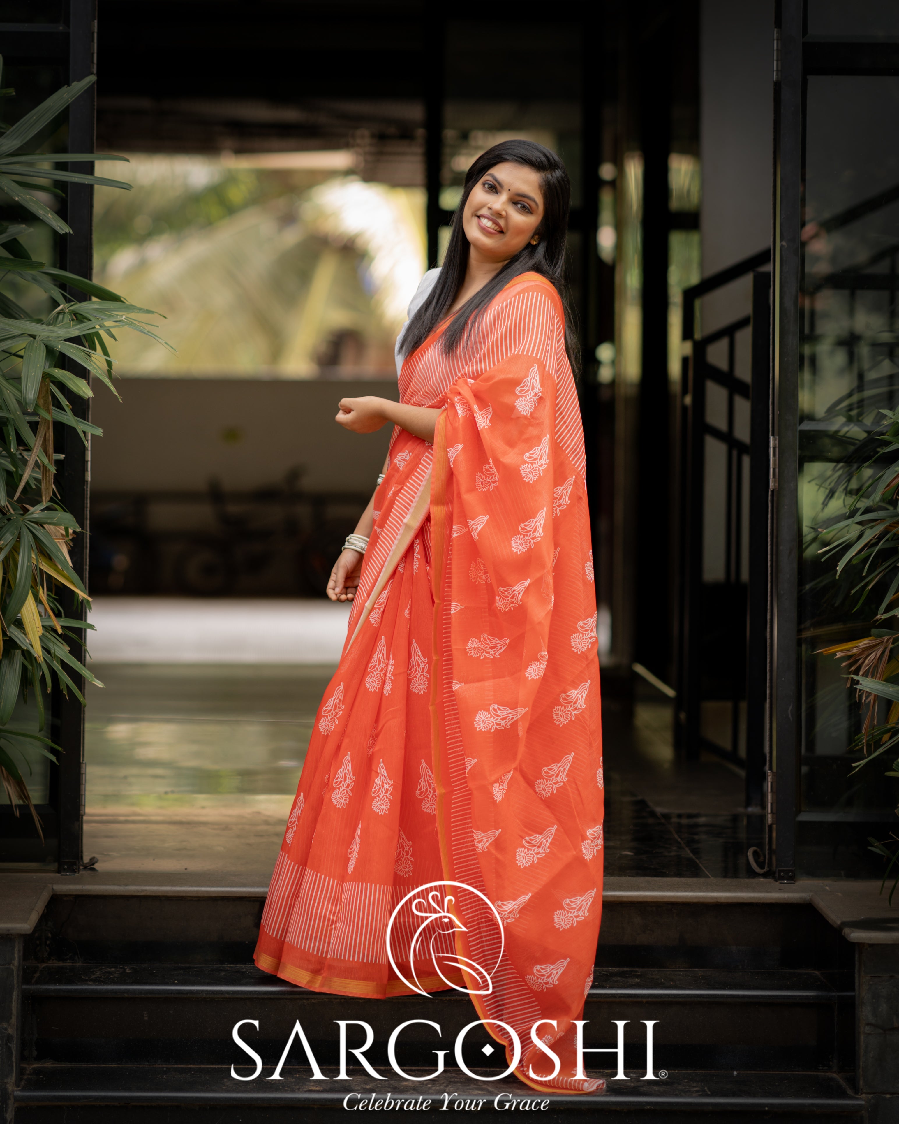 Chanderi Block Print Saree