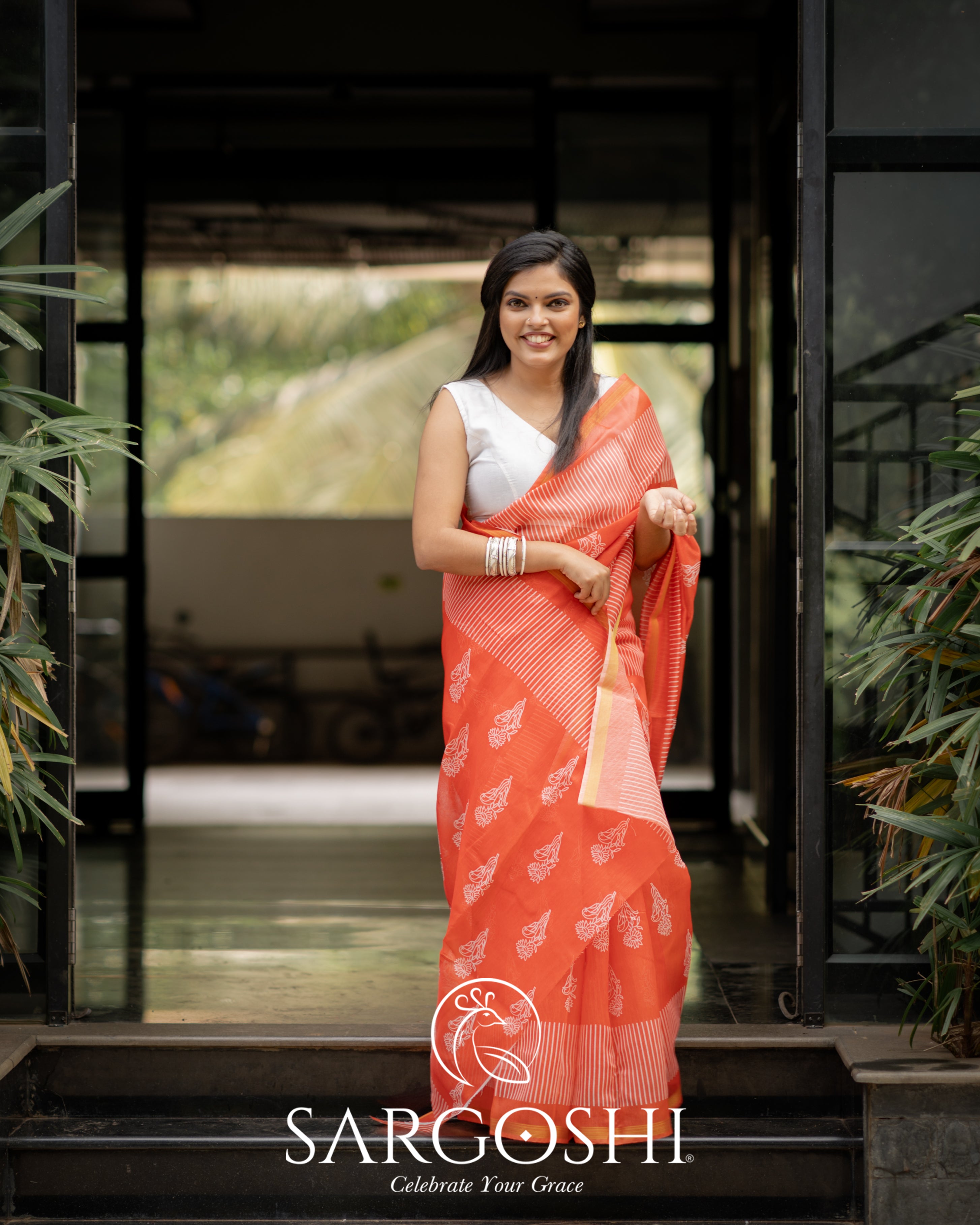 Chanderi Block Print Saree