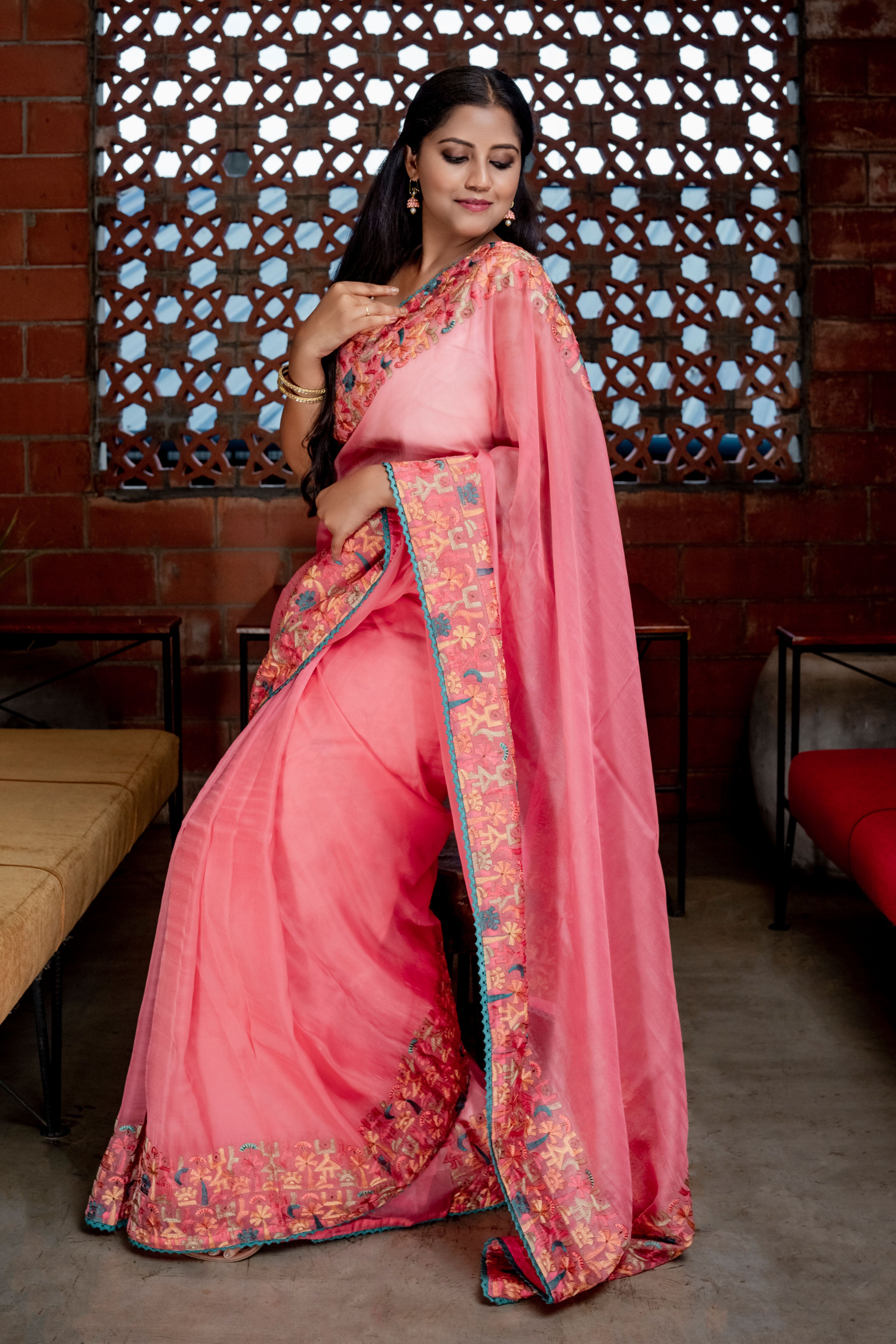 Premium Threadwork Saree