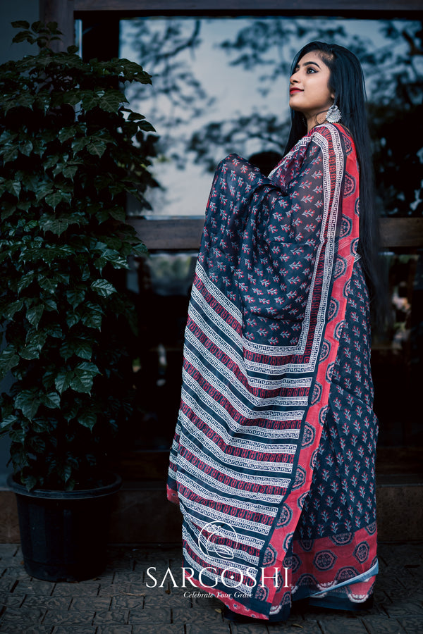 Chanderi Block Print Saree