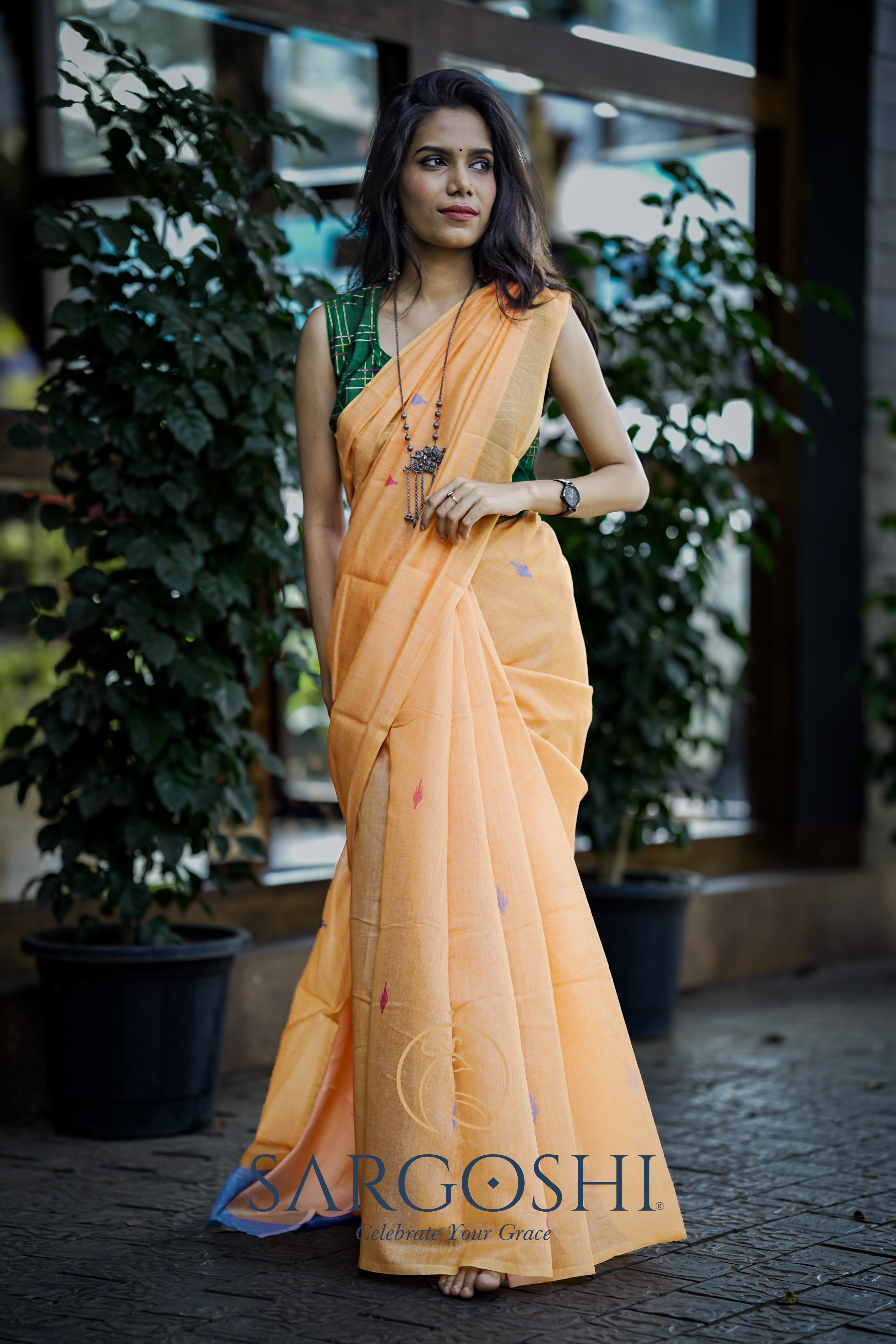 Chanderi Block Print Saree